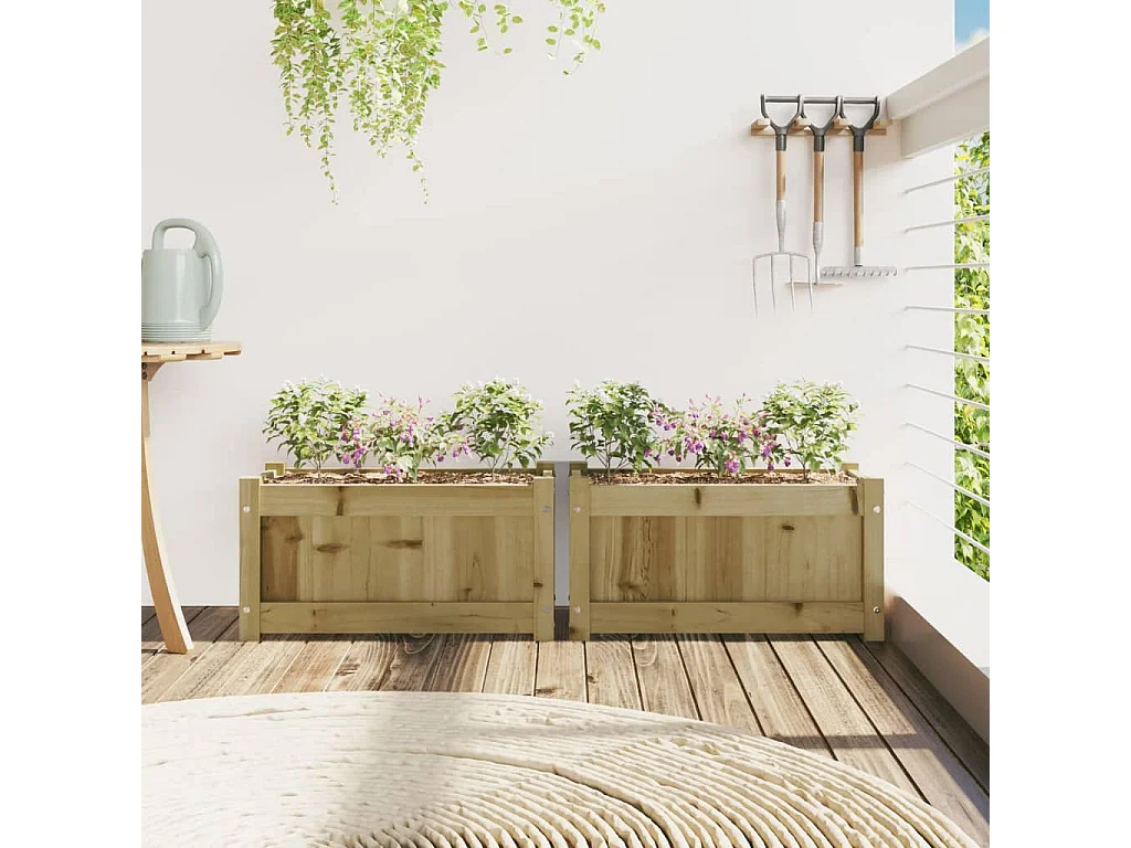 Jardinières 2 pcs bois de pin imprégné FR65163
