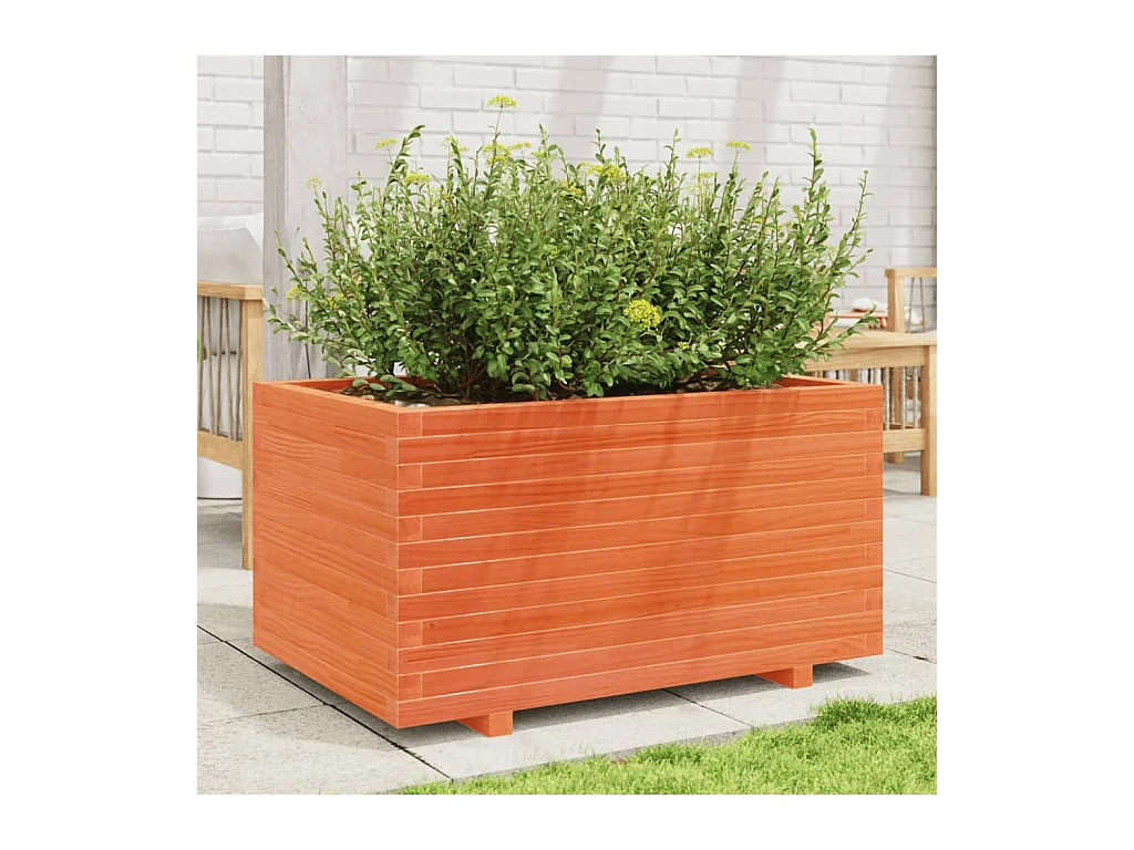 Jardinière cire marron 90x60x49,5 cm bois de pin massif FR10415