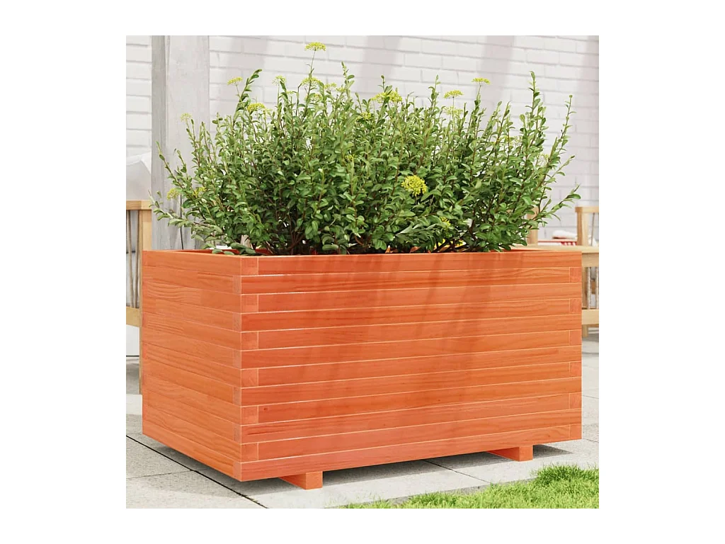Jardinière cire marron 90x60x49,5 cm bois de pin massif FR10415