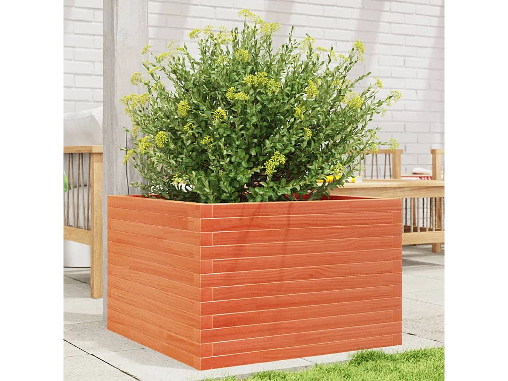 Jardinière cire marron 70x70x45,5 cm bois de pin massif FR84869