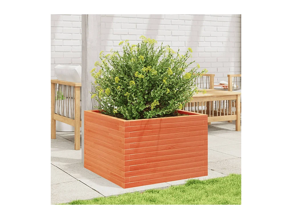 Jardinière cire marron 70x70x45,5 cm bois de pin massif FR84869