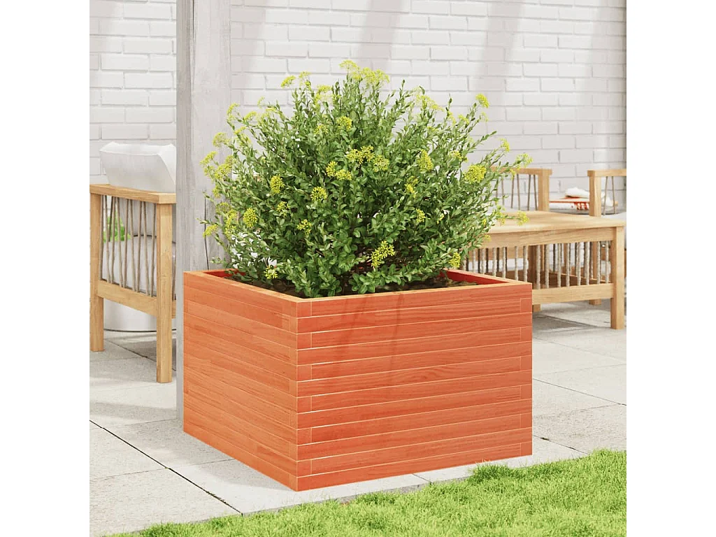Plantenbak 70x70x45,5 cm massief grenenhout wasbruin BE875330