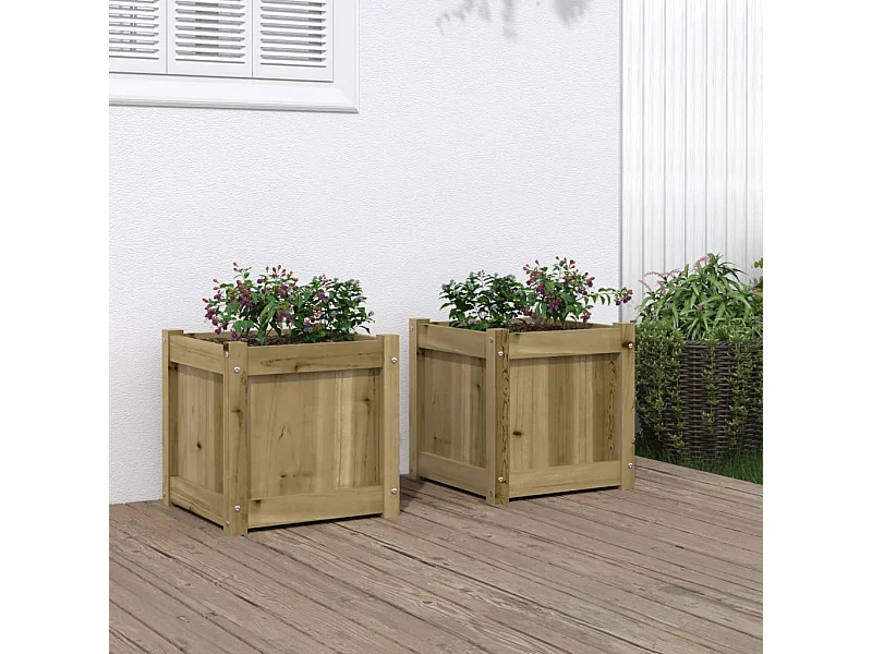 Jardinières 2 pcs bois de pin imprégné FR62144