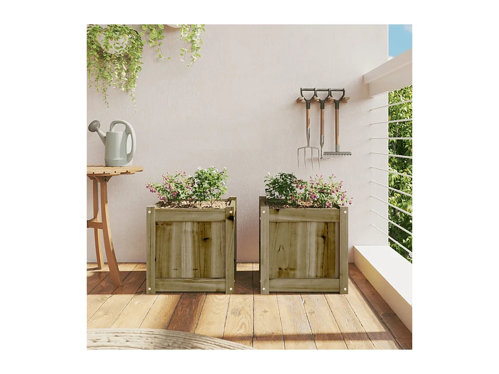 Jardinières 2 pcs bois de pin imprégné FR62144