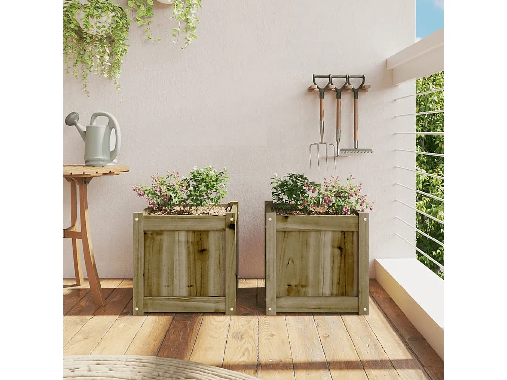 Jardinières 2 pcs bois de pin imprégné FR62144
