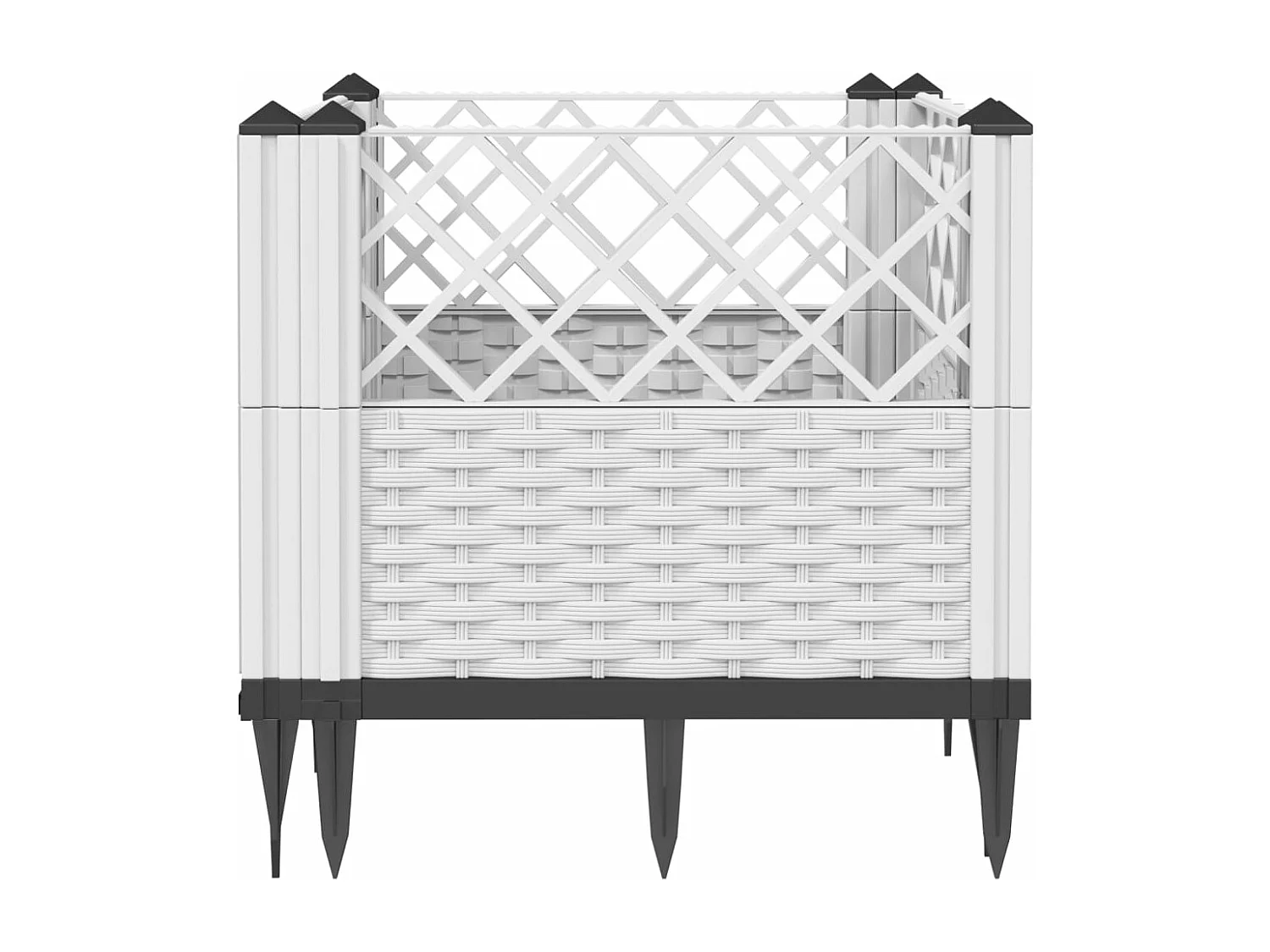 Jardinière avec piquets blanc 43,5x43,5x43,5 cm PP FR22844