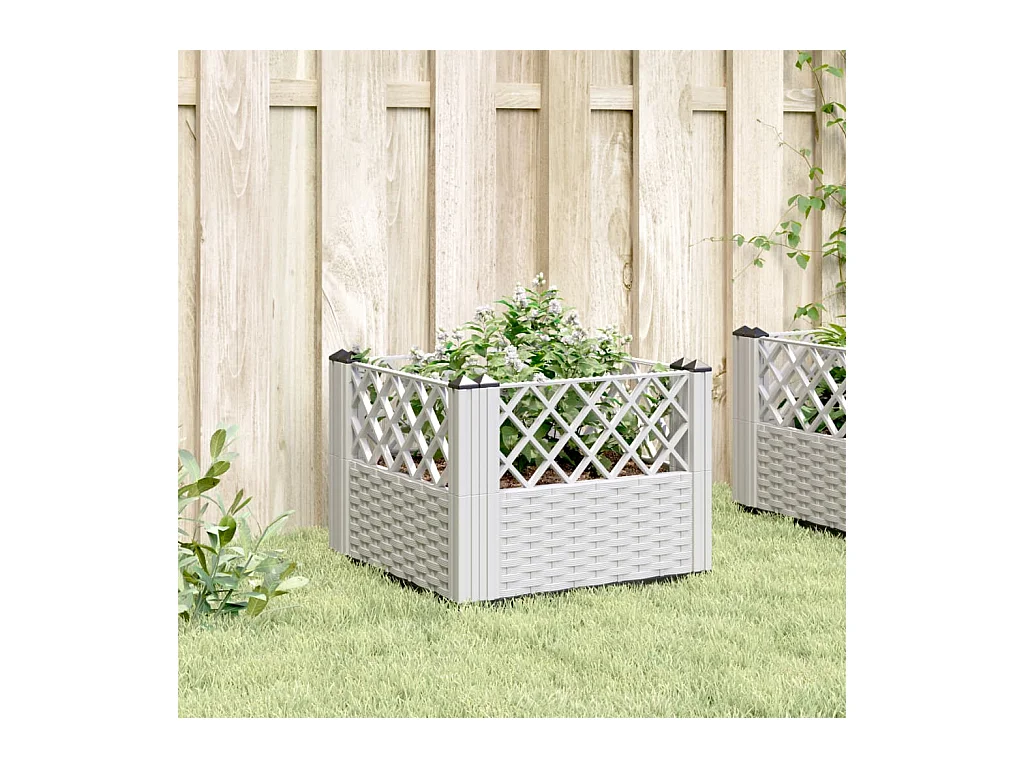 Jardinière avec piquets blanc 43,5x43,5x43,5 cm PP FR22844