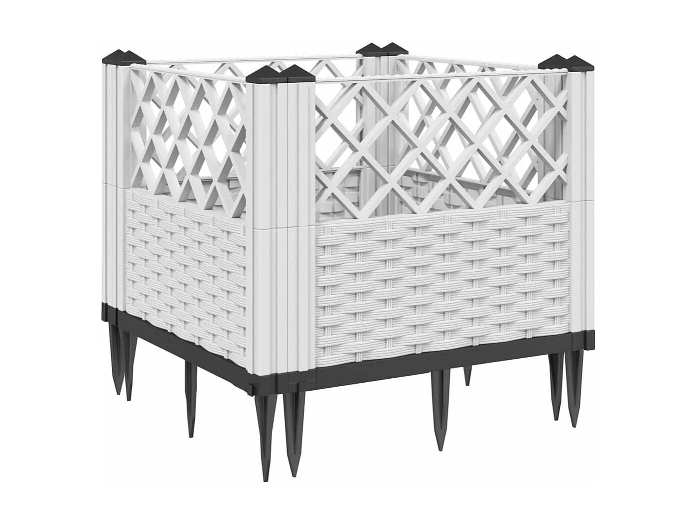 Jardinière avec piquets blanc 43,5x43,5x43,5 cm PP FR22844