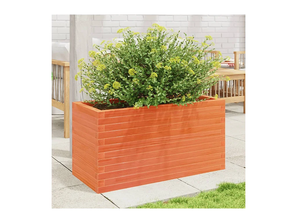 Jardinière cire marron 90x40x45,5 cm bois de pin massif FR54289