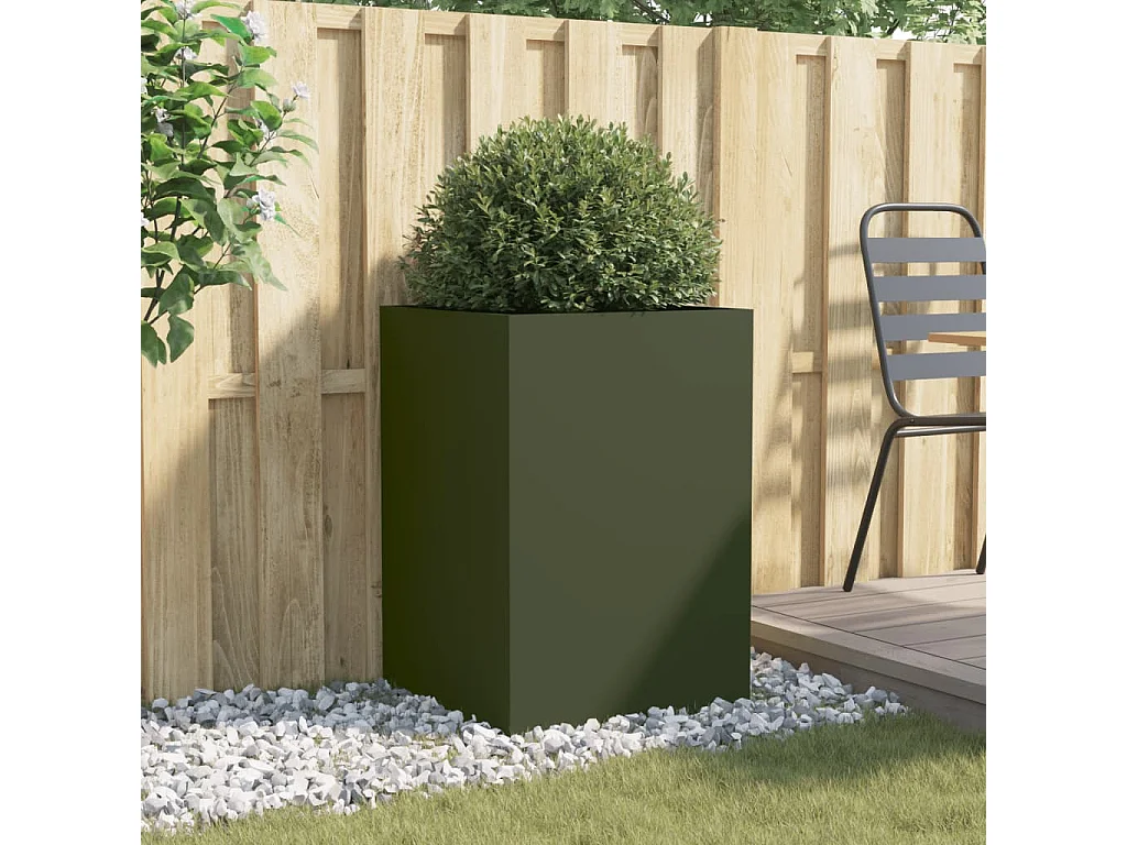 Jardinière vert olive 52x48x75 cm acier laminé à froid FR27368