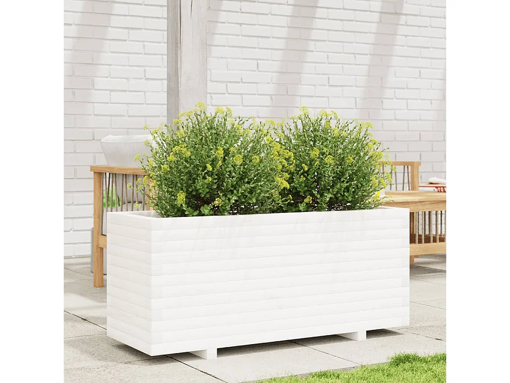 Jardinera madera maciza de pino blanco 110x40x49,5 cm ES745075