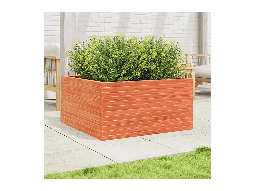 Jardinière cire marron 90x90x46 cm bois de pin massif FR73698