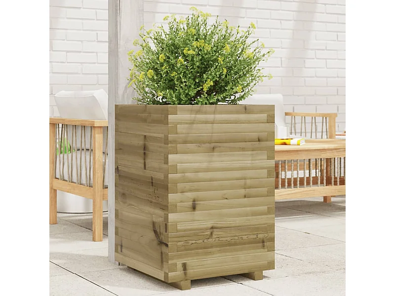 Vaso/floreira de jardim 50x50x72 cm madeira de pinho impregnada PT427962