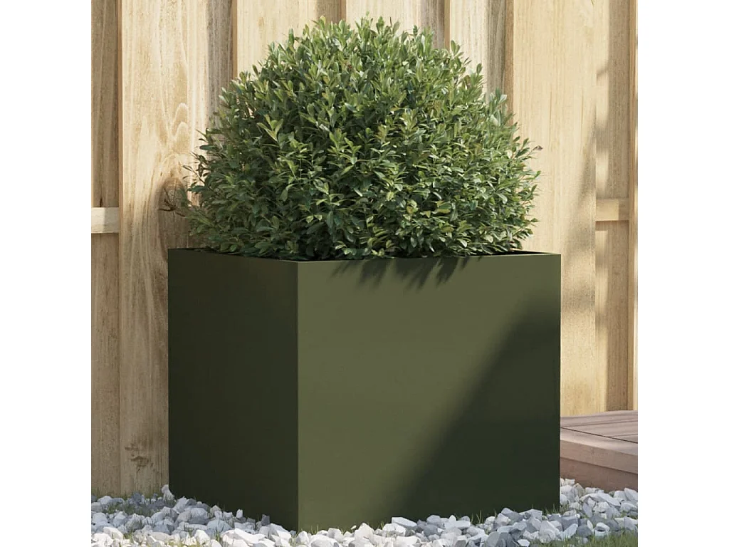 Plantenbak 49x47x46 cm koudgewalst staal olijfgroen BE264215