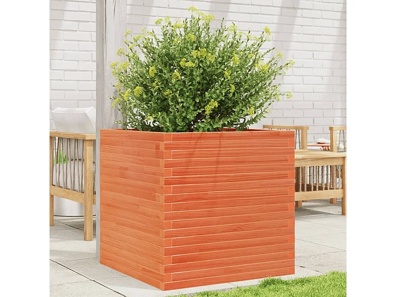 Vaso/floreira de jardim 70x70x68,5 cm pinho maciço castanho mel PT446696