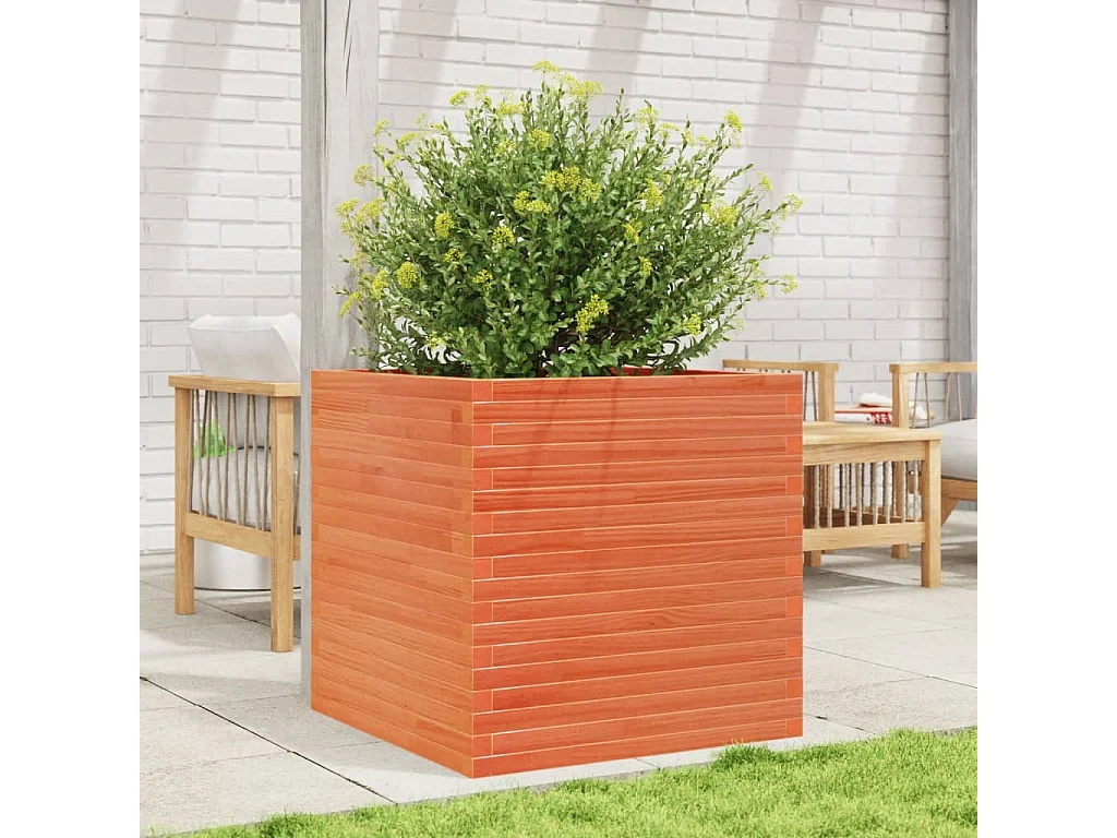 Vaso/floreira de jardim 70x70x68,5 cm pinho maciço castanho mel PT446696