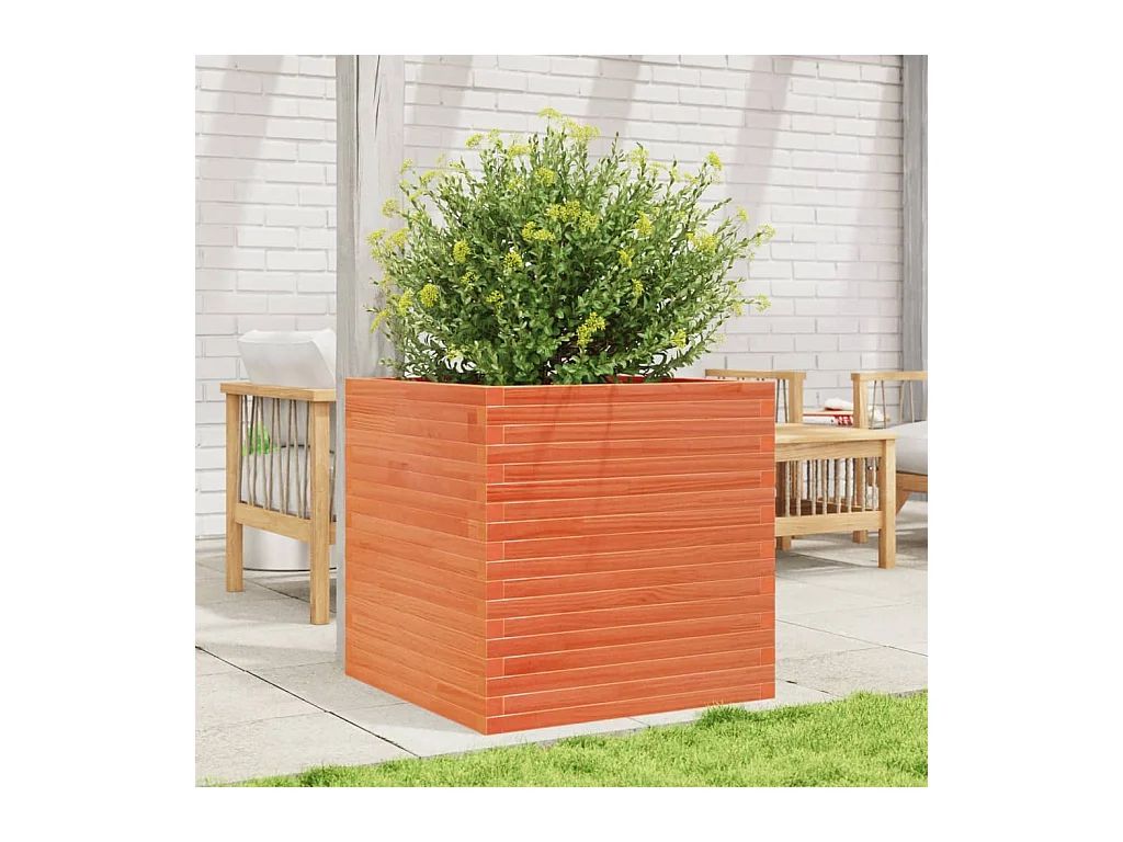 Jardinière cire marron 70x70x68,5 cm bois de pin massif FR51134