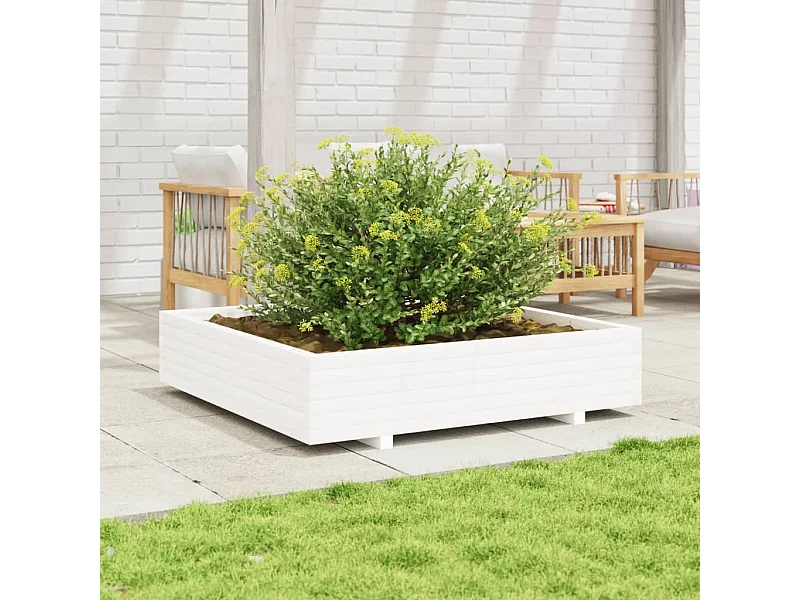 Vaso/floreira de jardim 110x110x26,5 cm pinho maciço branco PT535798