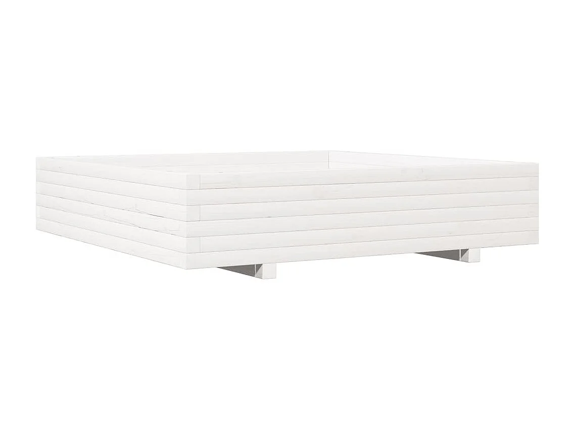 Plantenbak 110x110x26,5 cm massief grenenhout wit BE117660