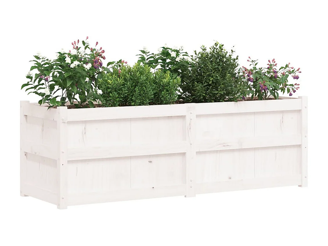 Jardinière blanc 150x50x50 cm bois massif de pin FR19842