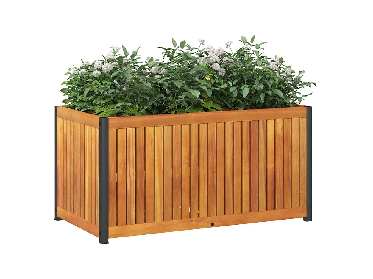 Jardinière 85x45x44 cm bois massif d'acacia et acier FR99687