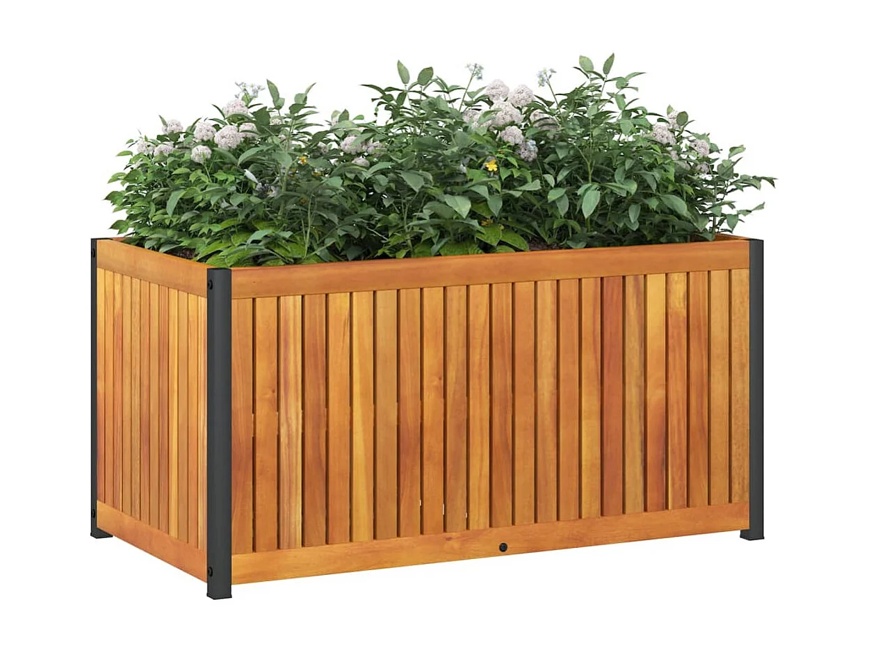 Jardinière 85x45x44 cm bois massif d'acacia et acier FR99687