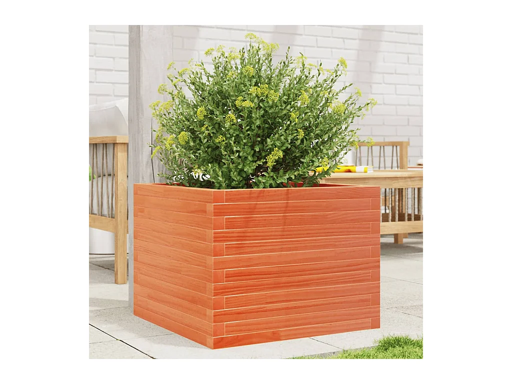 Jardinière cire marron 60x60x45,5 cm bois de pin massif FR17052
