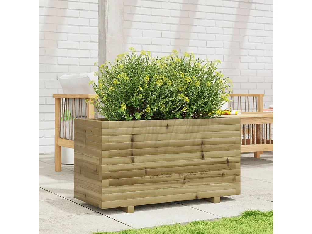 Vaso/floreira de jardim 90x40x49,5 cm madeira pinho impregnada PT963147