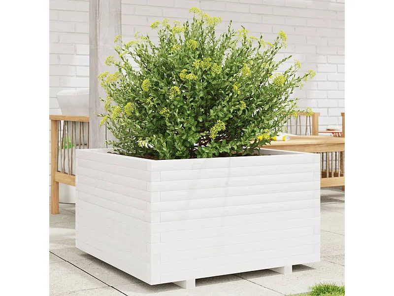 Jardinière blanc 80x80x49,5 cm bois de pin massif FR89191