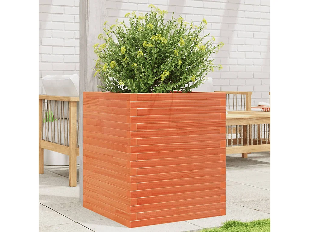 Jardinière cire marron 60x60x68,5 cm bois de pin massif FR94470