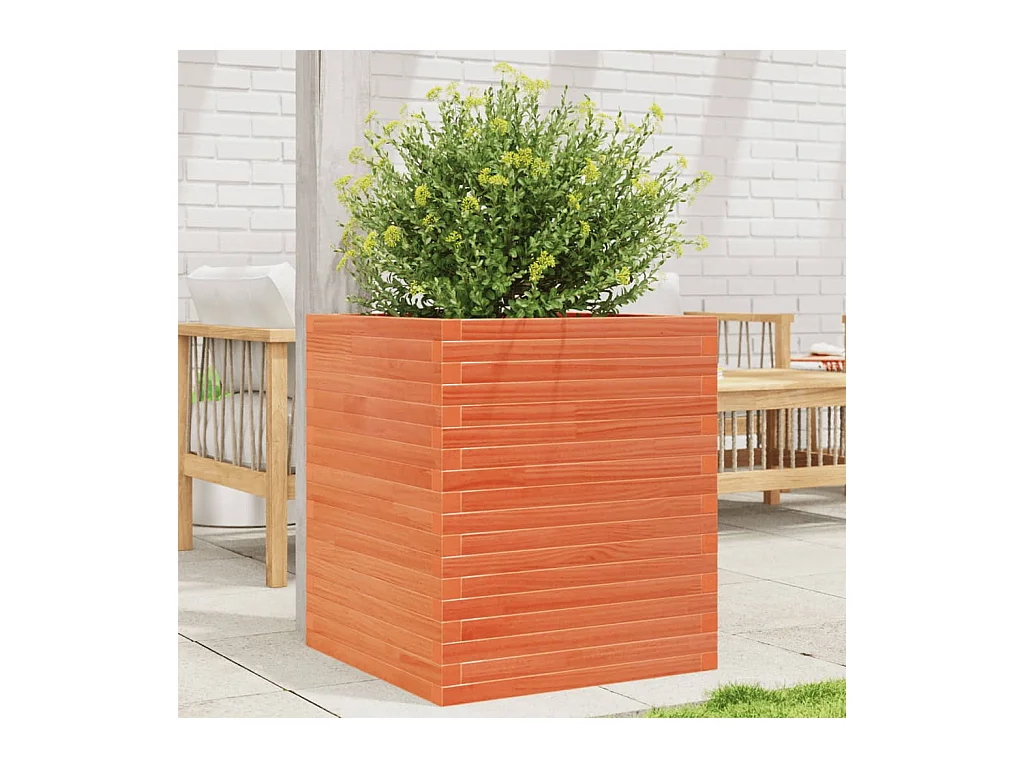 Jardinière cire marron 60x60x68,5 cm bois de pin massif FR94470