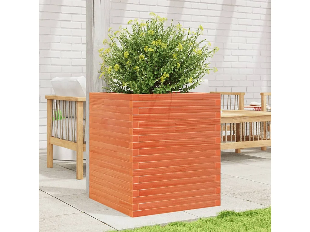 Jardinière cire marron 60x60x68,5 cm bois de pin massif FR94470