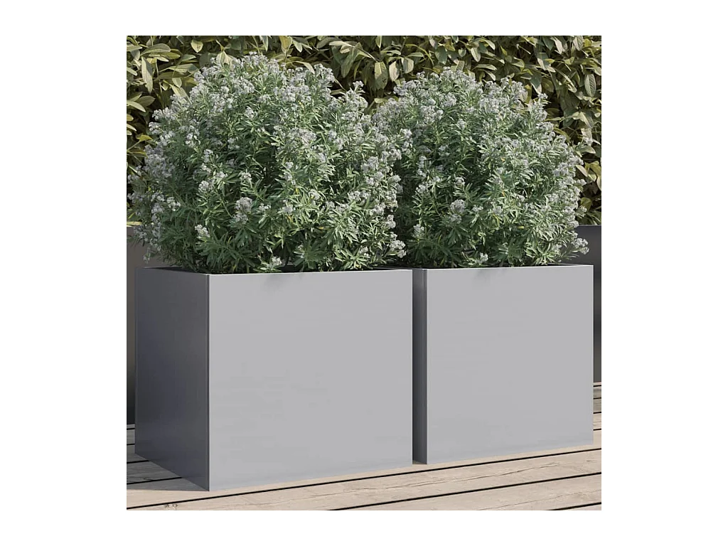Jardinières 2 pcs argenté 32x30x29 cm acier galvanisé FR62565