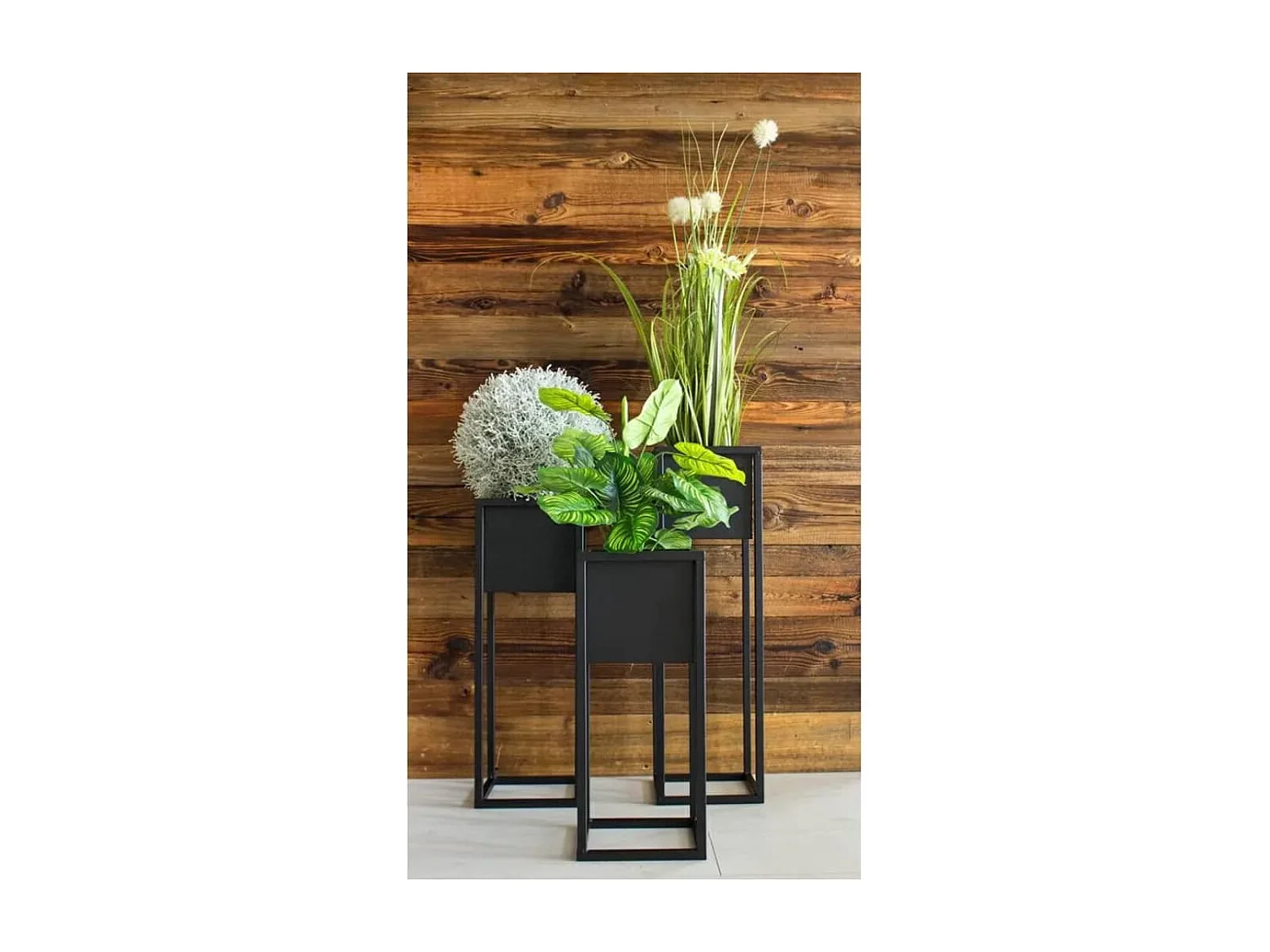 Pot de fleurs sur pied Métal Noir 70 cm FR28184