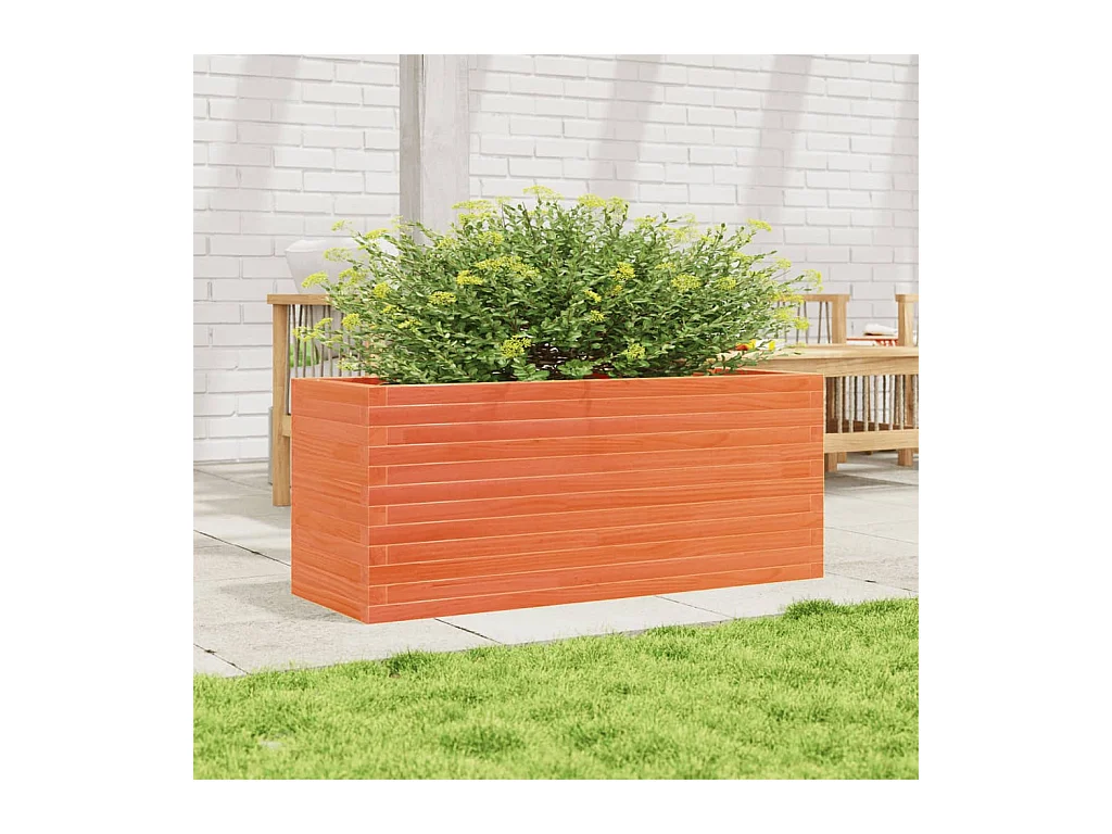 Jardinière cire marron 110x40x46 cm bois de pin massif FR98826