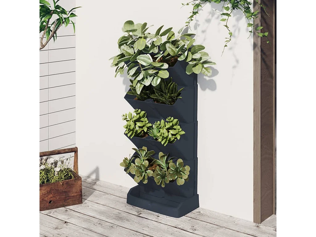 Plantenbakkenset 4 st verticaal polypropeen antracietkleur BE445929