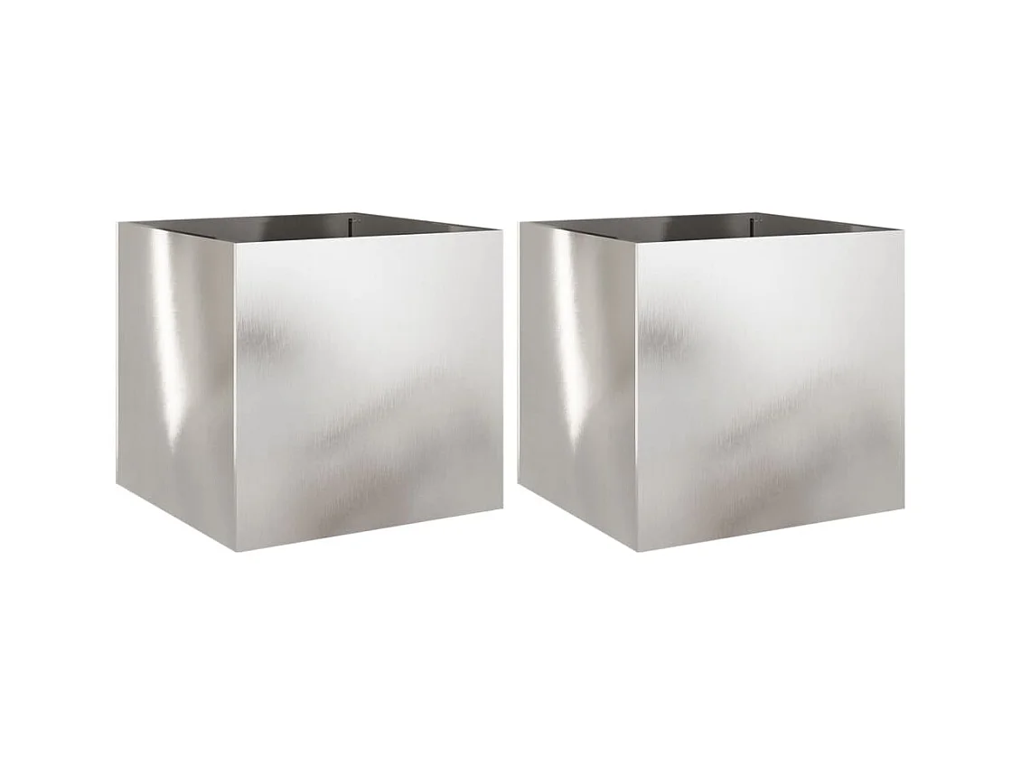 Jardinières 2 pcs argenté 49x47x46 cm acier inoxydable FR73408