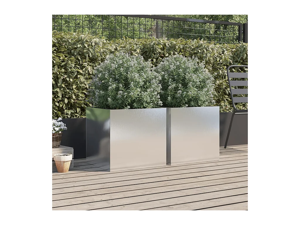 Jardinières 2 pcs argenté 49x47x46 cm acier inoxydable FR73408