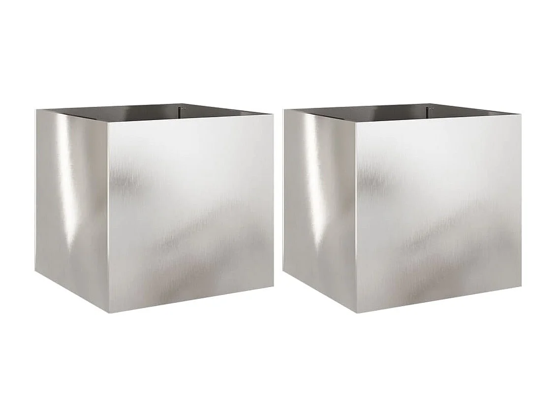 Plantenbakken 2 st 49x47x46 cm roestvrij staal zilverkleurig BE627186