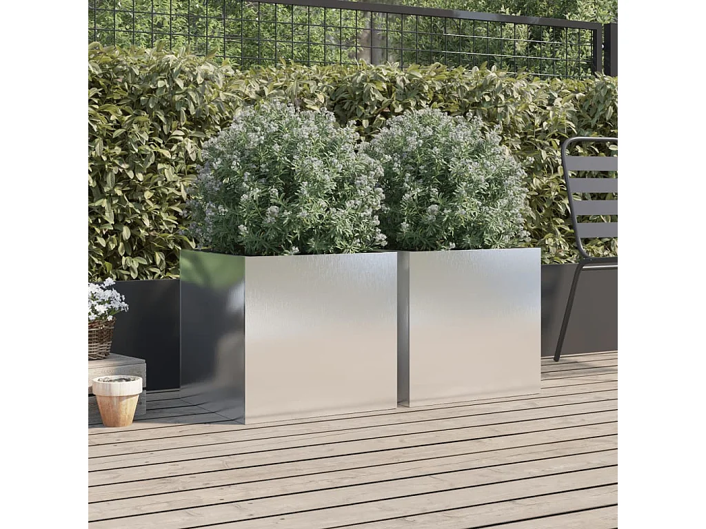 Plantenbakken 2 st 49x47x46 cm roestvrij staal zilverkleurig BE627186