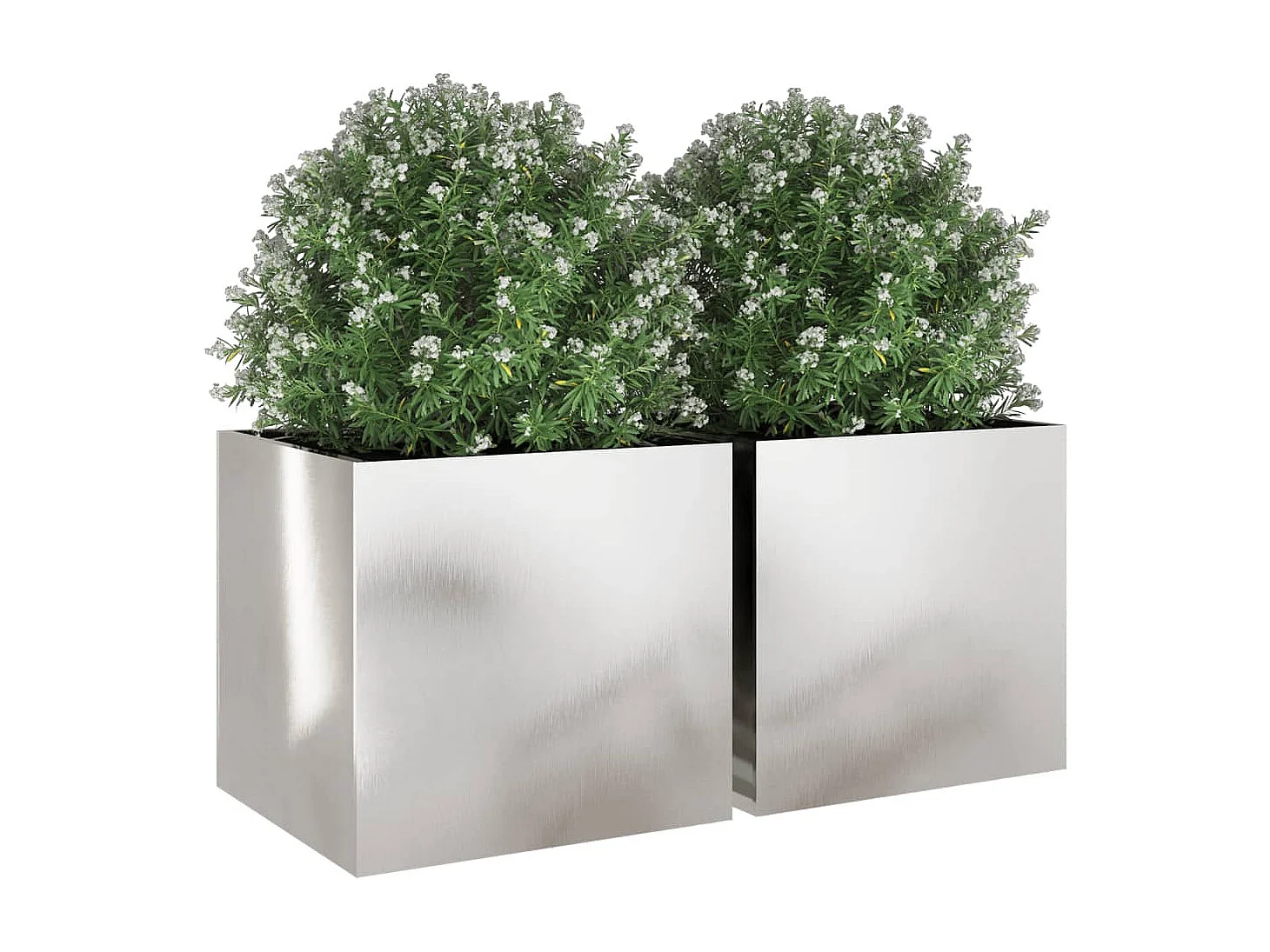 Plantenbakken 2 st 49x47x46 cm roestvrij staal zilverkleurig BE627186
