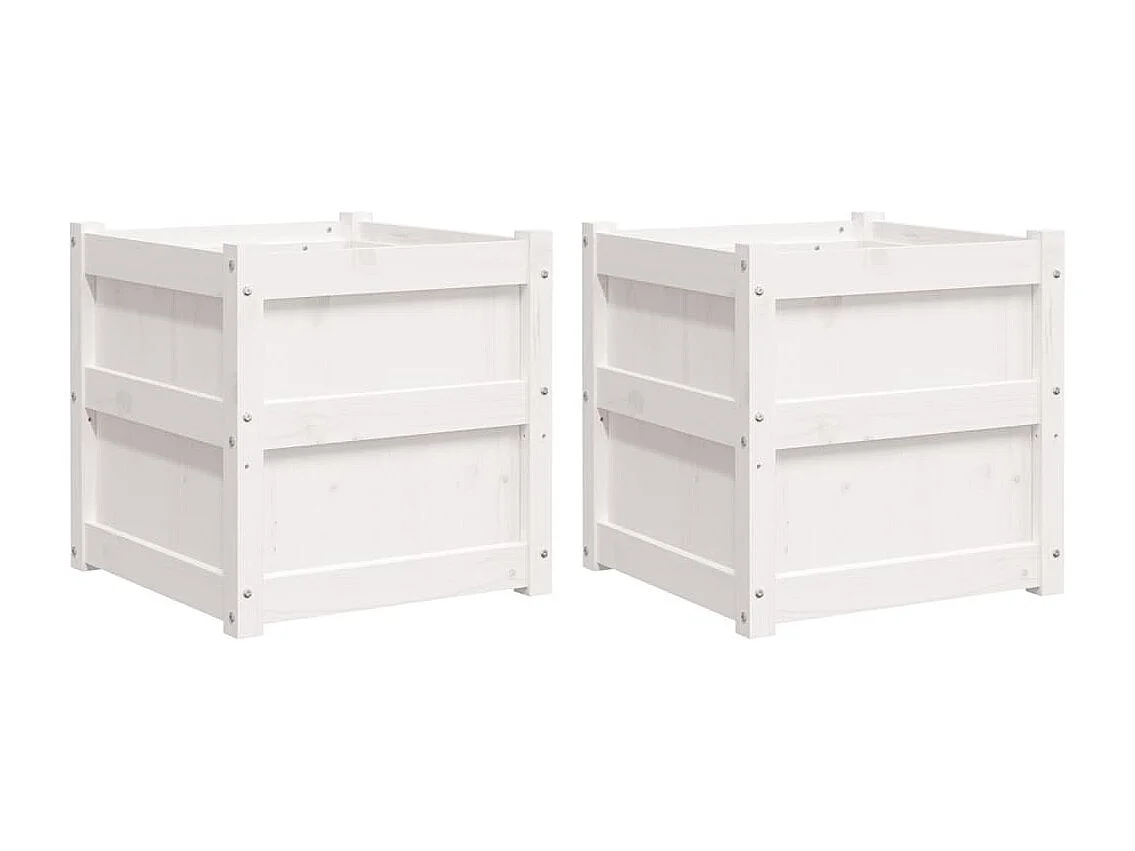 Jardinières 2 pcs blanc bois de pin massif FR99693