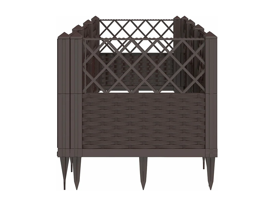 Jardinière avec piquets marron 123,5x43,5x43,5 cm PP FR57833