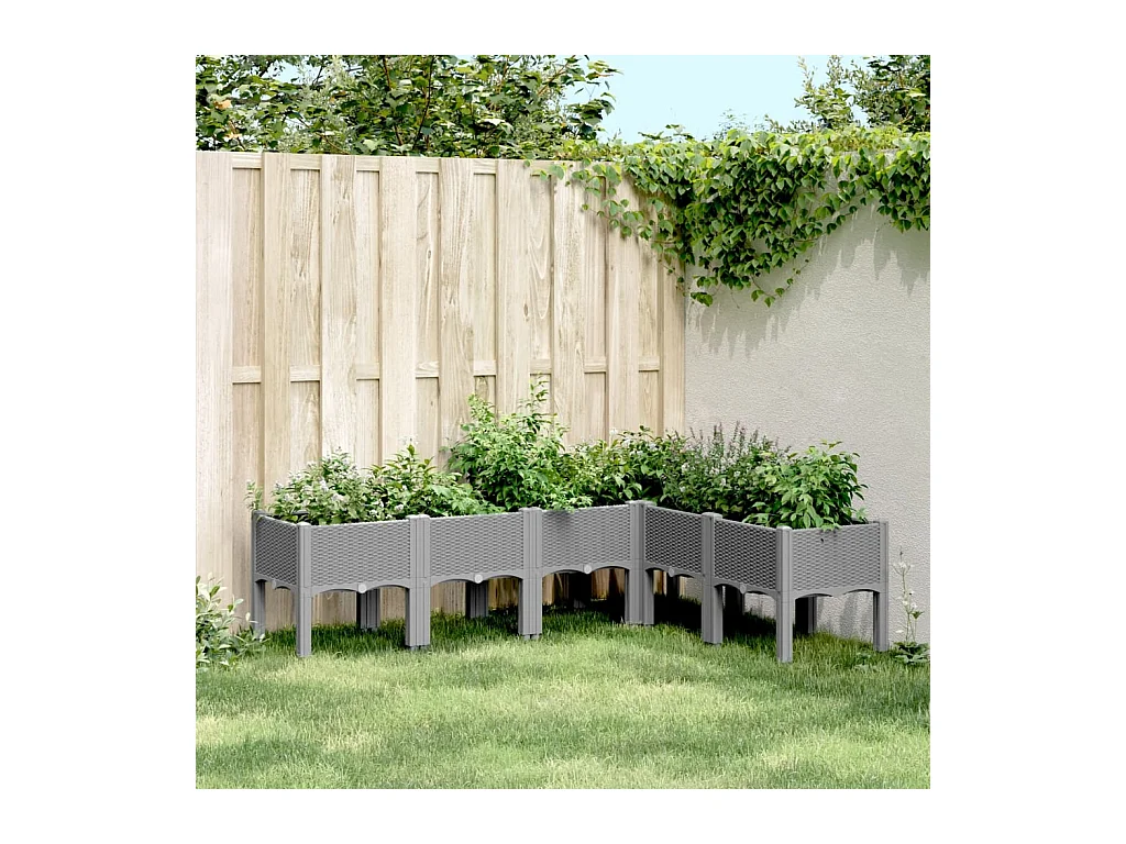 Jardinière avec pieds gris clair 160x120x42 cm PP FR49382