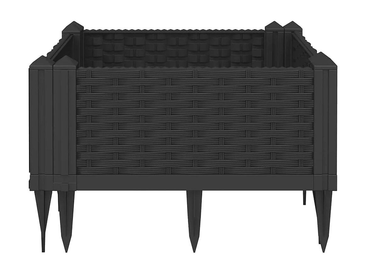 Jardinera con clavijas PP negro 42,5x42,5x28,5 cm ES312745