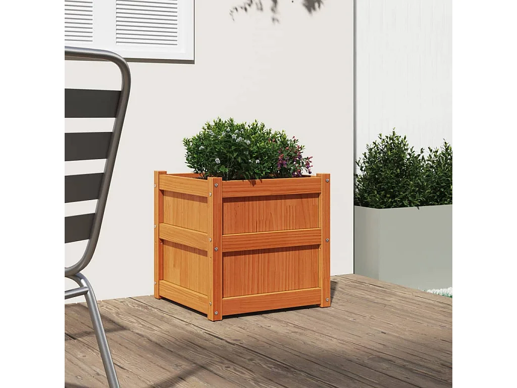 Vaso/floreira de jardim 50x50x50 cm pinho maciço castanho cera PT180516