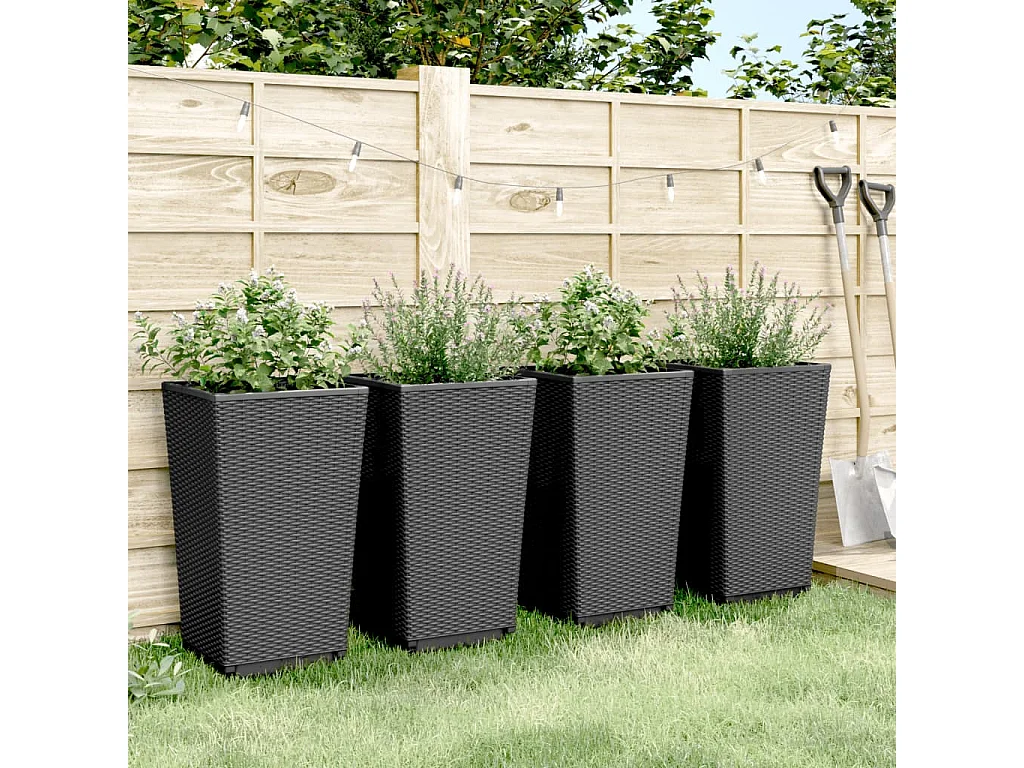 Jardinières 4 pcs noir 32,5x32,5x57 cm polypropylène FR71345