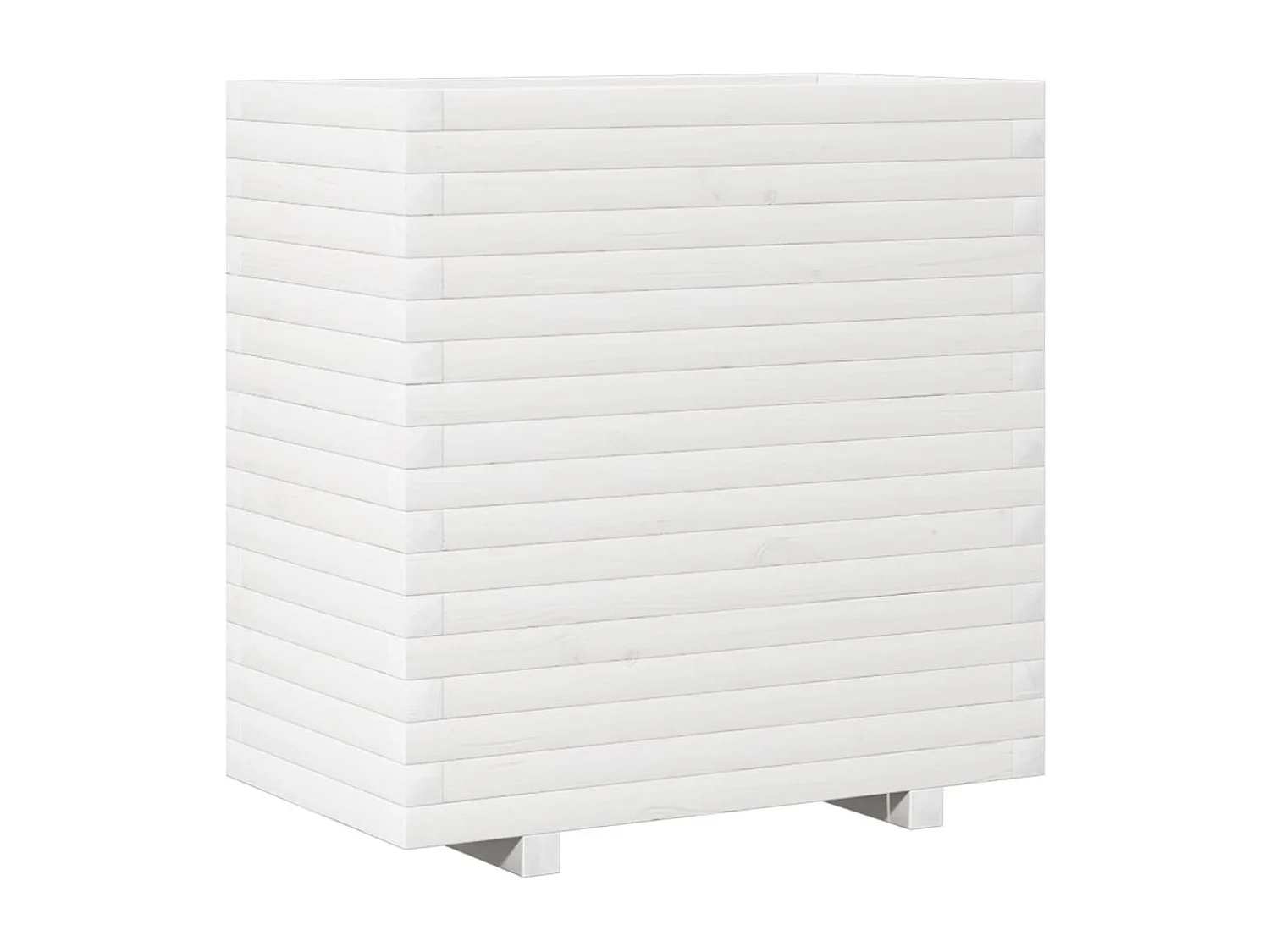 Jardinera de madera maciza de pino blanca 70x40x72 cm ES317239