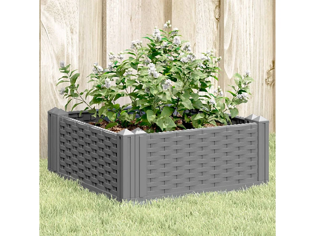 Jardinière avec piquets gris clair 42,5x42,5x28,5 cm PP FR44698