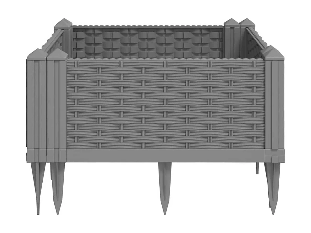Jardinière avec piquets gris clair 42,5x42,5x28,5 cm PP FR44698